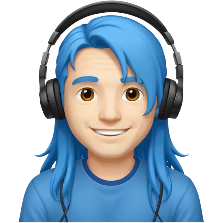 blue long haired man with headphone emoji