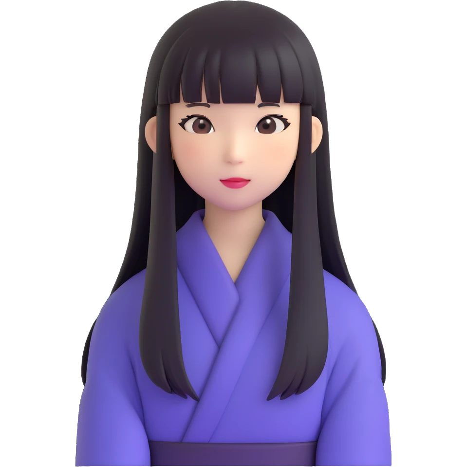 Japanese girl with straight bangs and long straight hair emoji