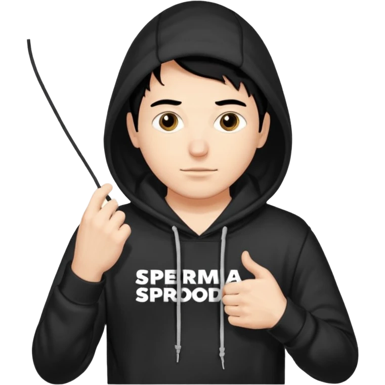 chce by to byla taka emotka 🙍‍♂️
chlopaka z czarnymi losami i czarna bluza z biaty.m
napisem "sperma na srodku" i zeby od boku byla czyjas inna reka ciagnaca za sznurek od
kaptura od bluzy tej pierwszej osobyl emoji