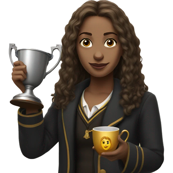 Hermione holds the winner's cup in her hand emoji