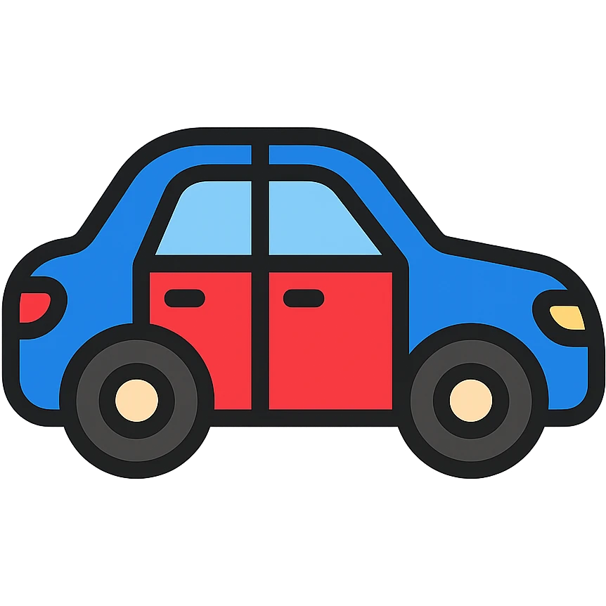 red and blue automobile icon emoji