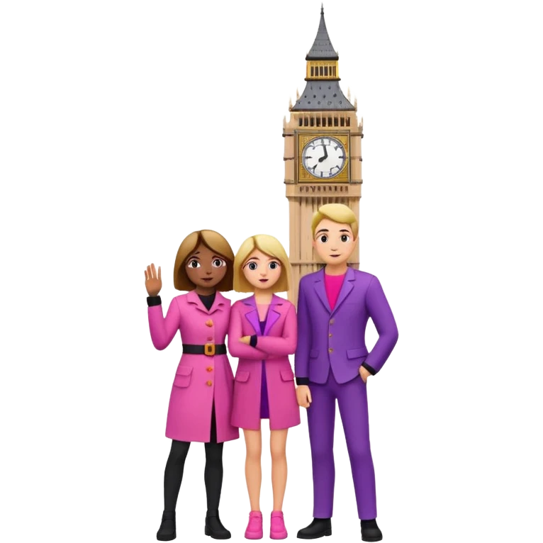 London Big ben and couple is seeing toward big ben and keep couple dress colourful pink,purple,orange,black and some lights emoji