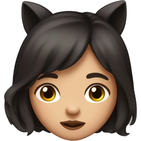 girl that looks like panther, with WERY BIG EYES AND NOSE, BROWN HAIR, BUT NOSE LIKE A PIG emoji