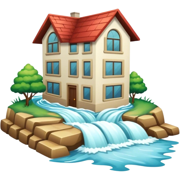 A flood with rushing water and submerged surroundings emoji
