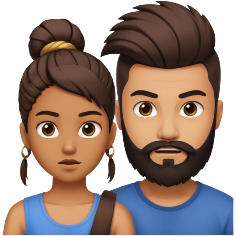 brother and sister fighting modern culture naughty  - indian skin and hairstyle - men beard  emoji