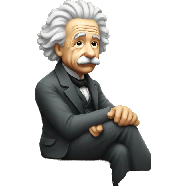 sitting albert einstein lean on hist fist emoji