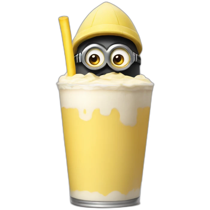Gang member minion holding an banana milkshake emoji