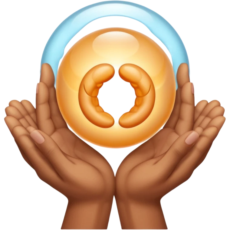 two hands gently holding an embryo symbol emoji