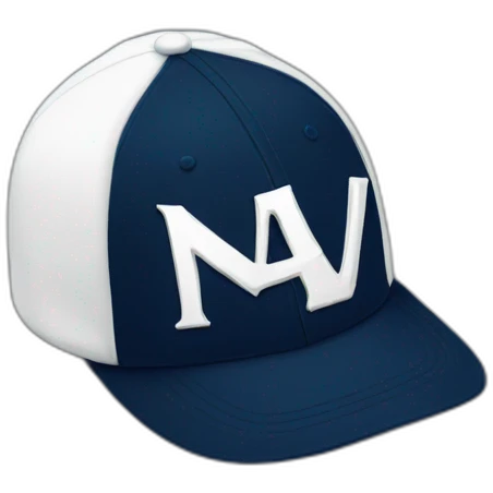 navy baseball cap with a white R on the front emoji