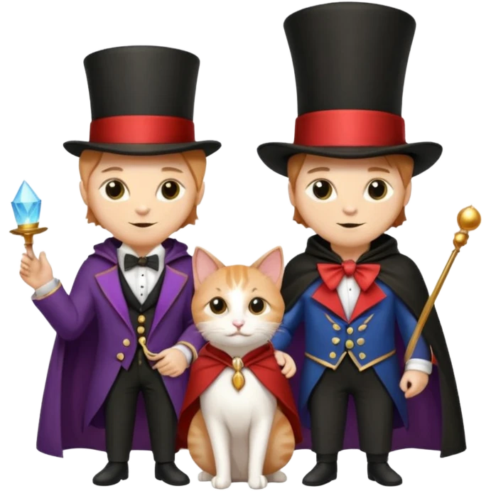 magician couple and their pet cat emoji