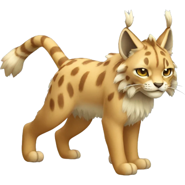 Grass-type Fakémon-Lynx full body emoji