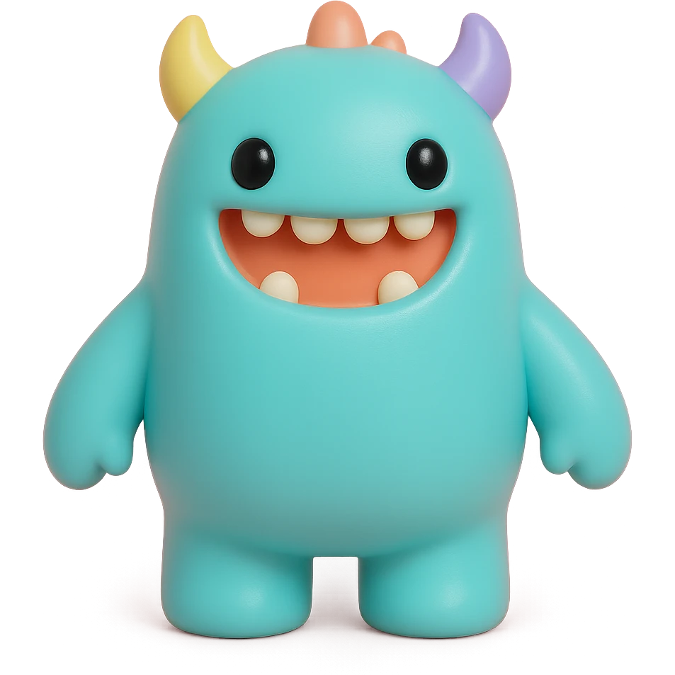 cute monster character, toy-like, colorful emoji