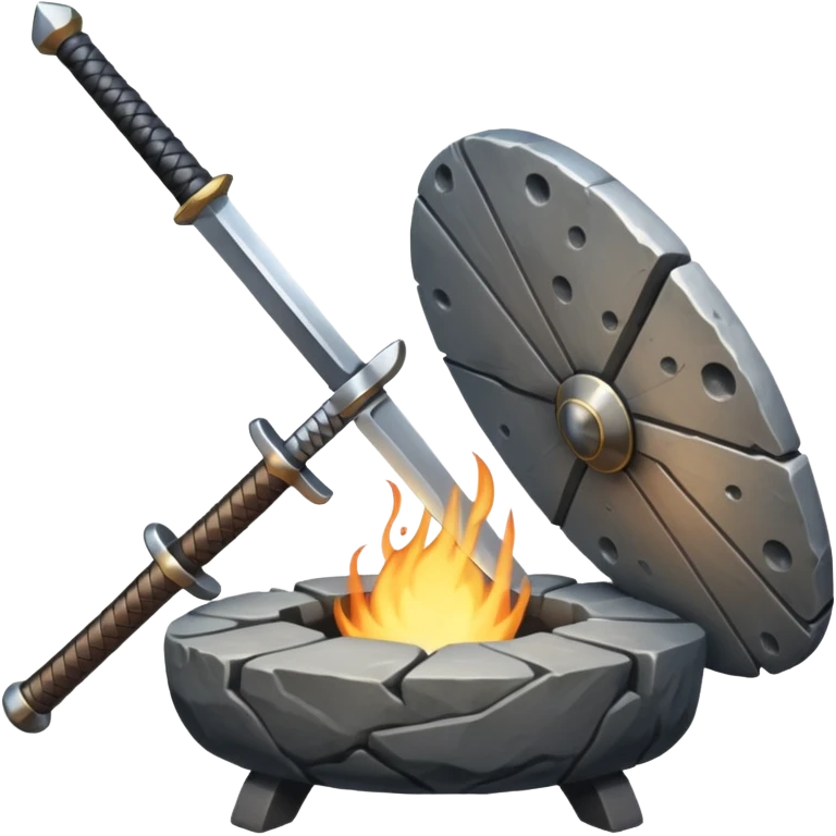 A Japanese stone forge with a sword emoji