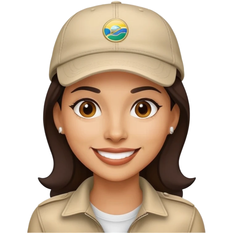stylish latin-american woman wearing a cap and smiling emoji