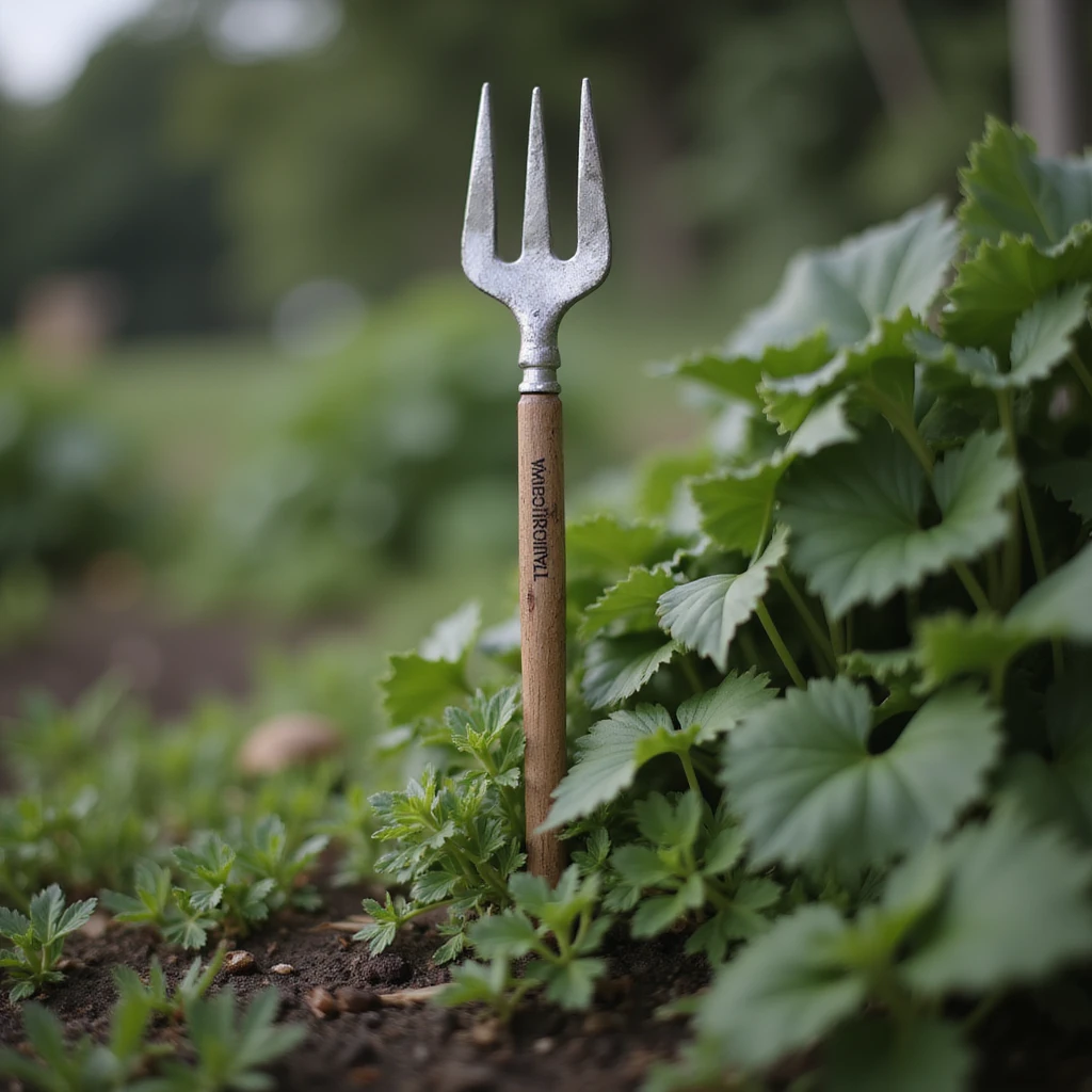A garden fork tool, realistic style. emoji