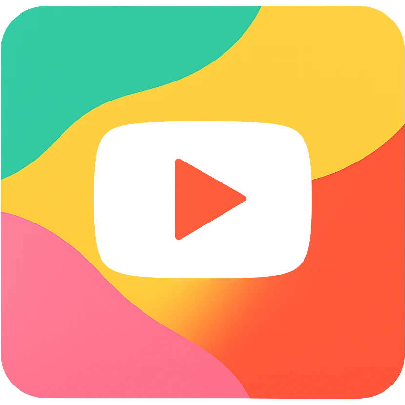 background for a YouTube video with vibrant colors, minimal shapes, play button motif emoji