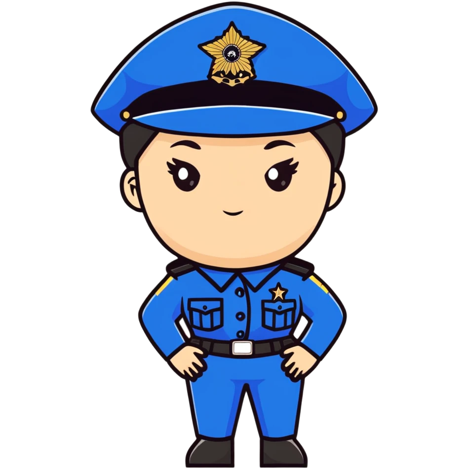 Female Russian police officer in uniform with distinctive police cap, professional look emoji