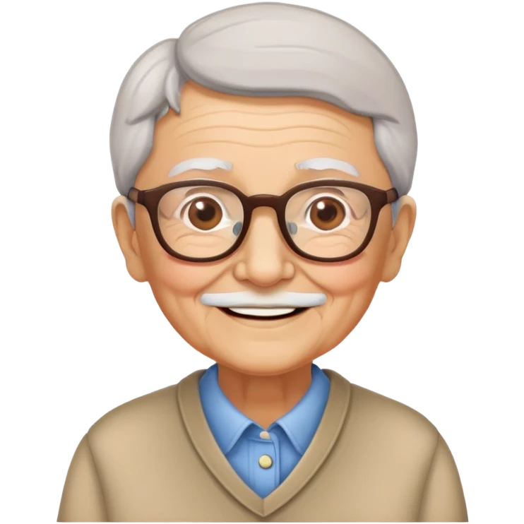 elderly grandparent with glasses and a warm smile emoji