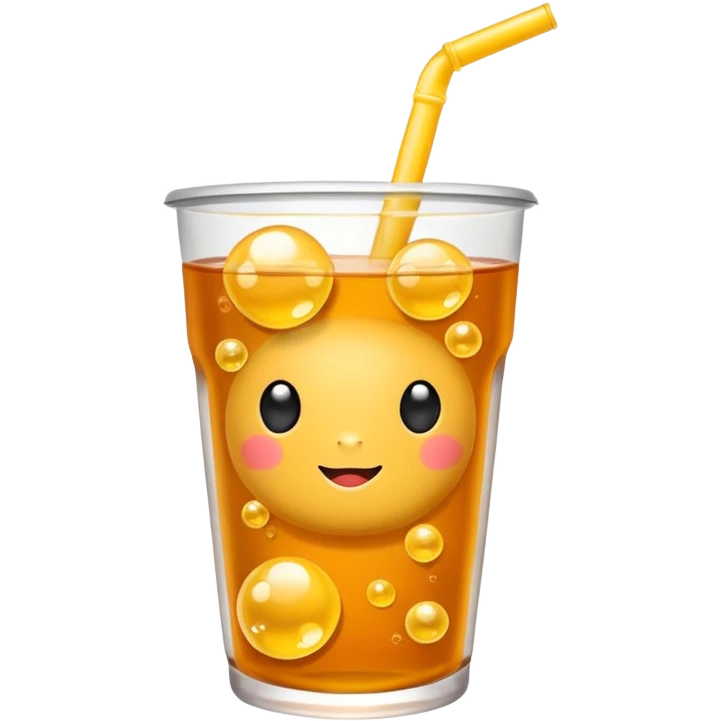 Make a orange tea boba with yellow bubbles cartoon  emoji