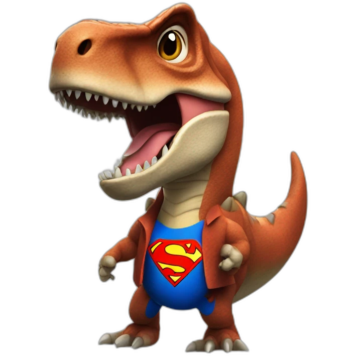 t-Rex with superman symbol with thumb up emoji