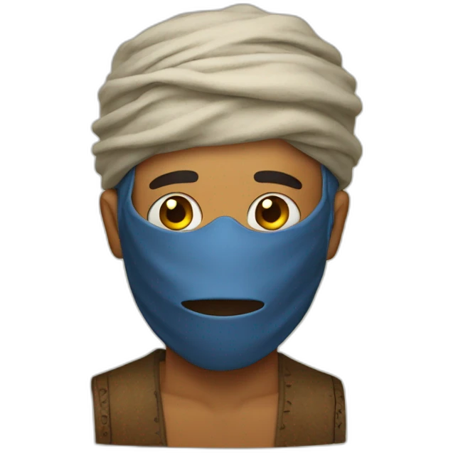 man with his face masked by a bedouin mask emoji