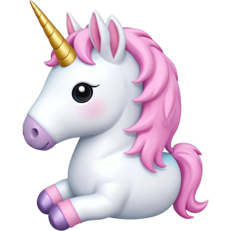 A unicorn plushie with a pink bow emoji