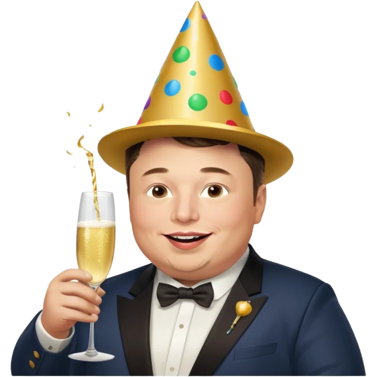overweight happy realistic elon musk partying emoji