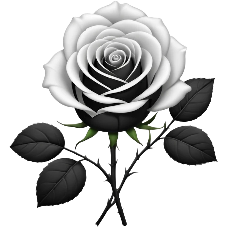Black and white rose combine with stem emoji