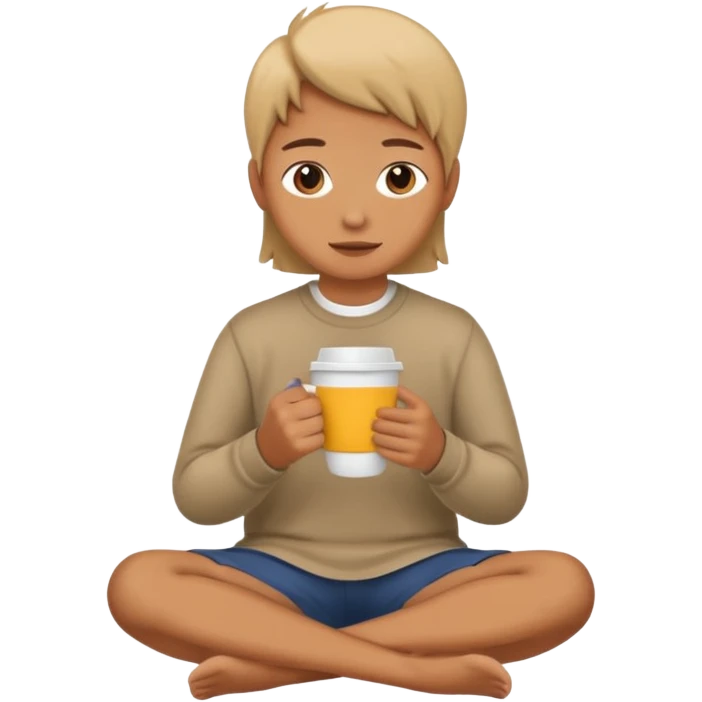 Create an emoji that shows a person sitting on the ground holding a cup. emoji