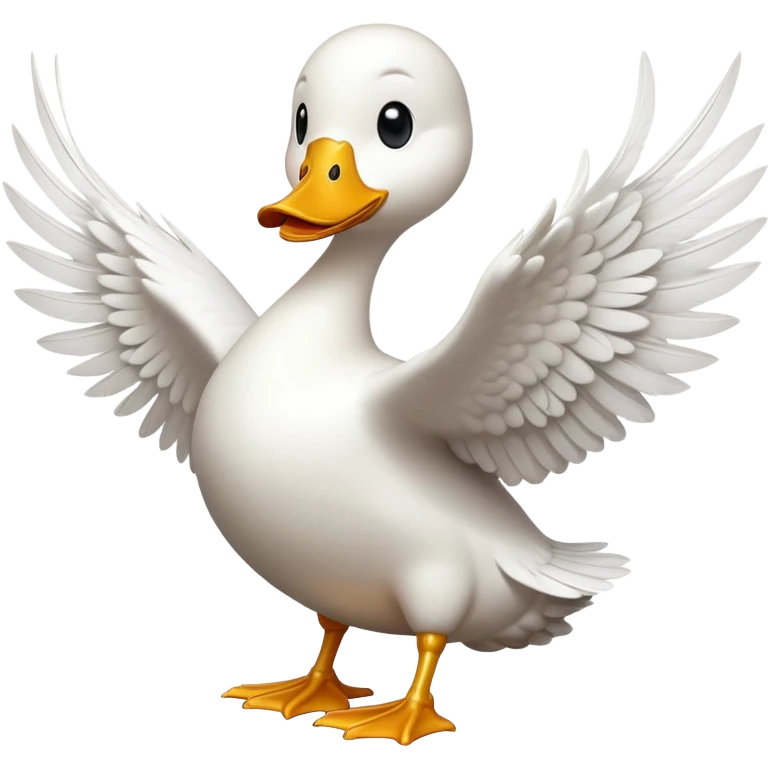 cinematic-[white duck]-realistic-full-body-perched-emoji,-wings-tucked-neatly elegant,-head-tilted-dramatically,-sleek-[white]-feathers,-simplified-yet-realistic-focused-features,-highly-detailed,-glowing-with-an-almost-sarcastic-glow emoji
