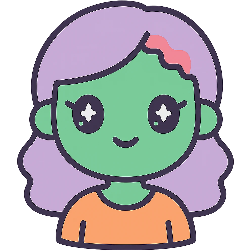 Make the female zombie's skin green, keep the original style exactly as is, no background. emoji