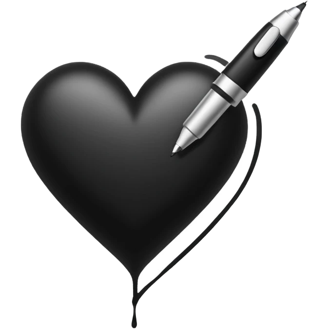 black ink pen stroke with heart shape emoji