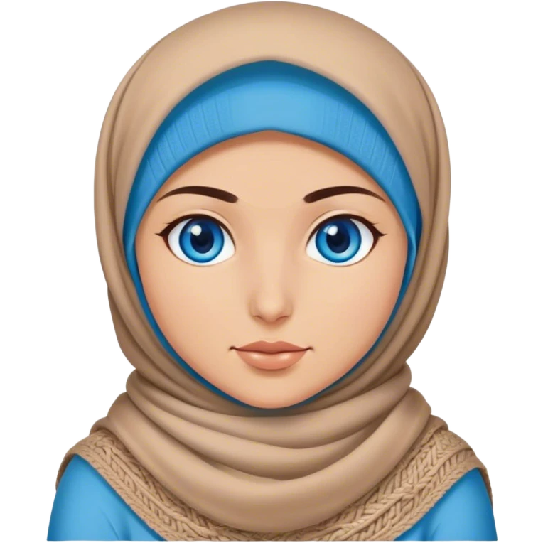 Turkish beautiful finish Konya girl blue eyes with hijab and knitting  emoji