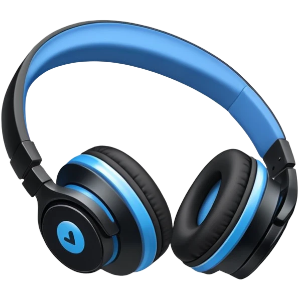 Black and blue and white headphones as seen from the side view  emoji