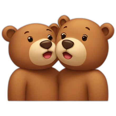Female bear and male bear kissing, face only, with hearts above them emoji