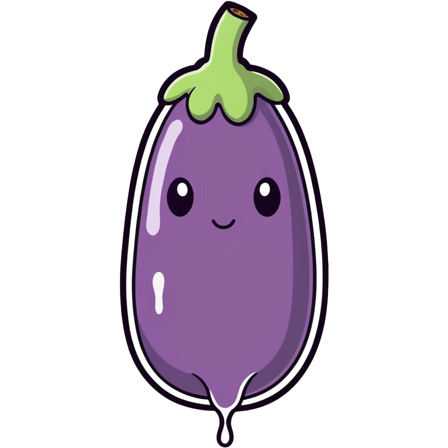 Eggplant shaped like penis, dripping water, no face emoji