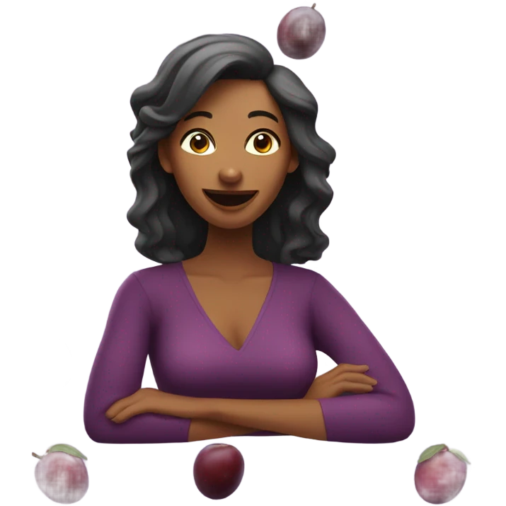 Women eating egg plum  emoji