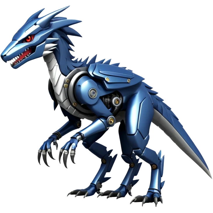 Edgy Futuristic Mechanical Sergal-raptor-nargacuga-vernid, full body emoji