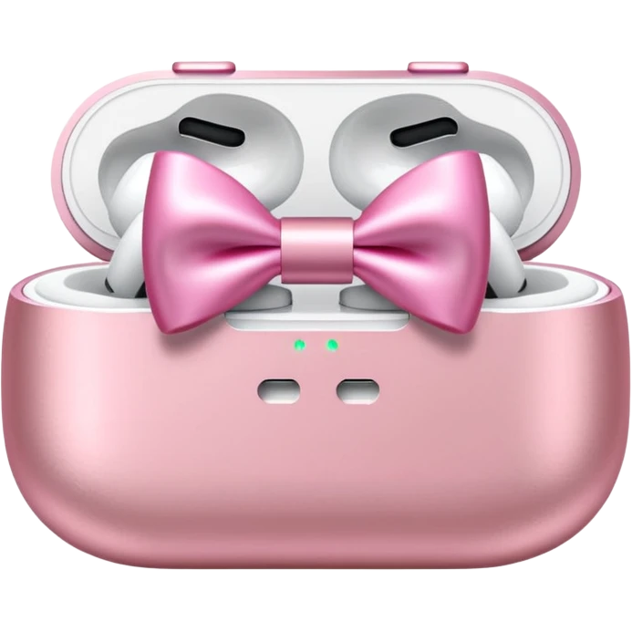 airpods max with pink bows around them emoji