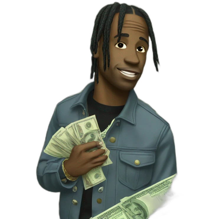 travis scott with stack of money emoji