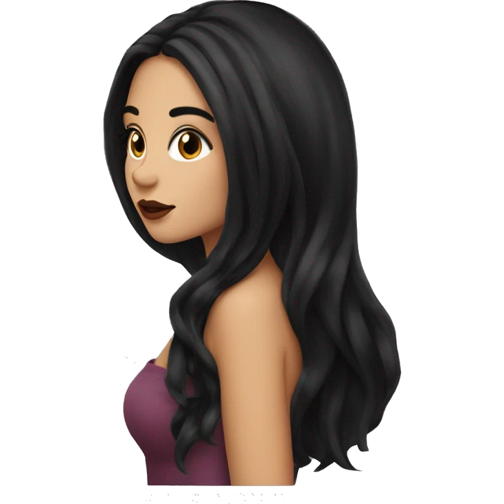 Bruntte girl with long black hair and beautiful lips emoji