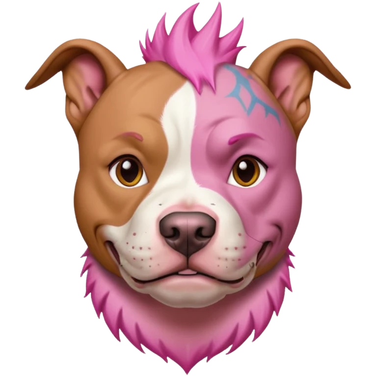 very tattoed face pitbull dog with pink spiky hair emoji