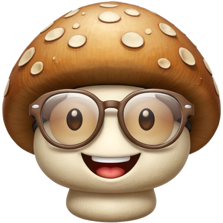 mushroom with glasses and a big smile emoji