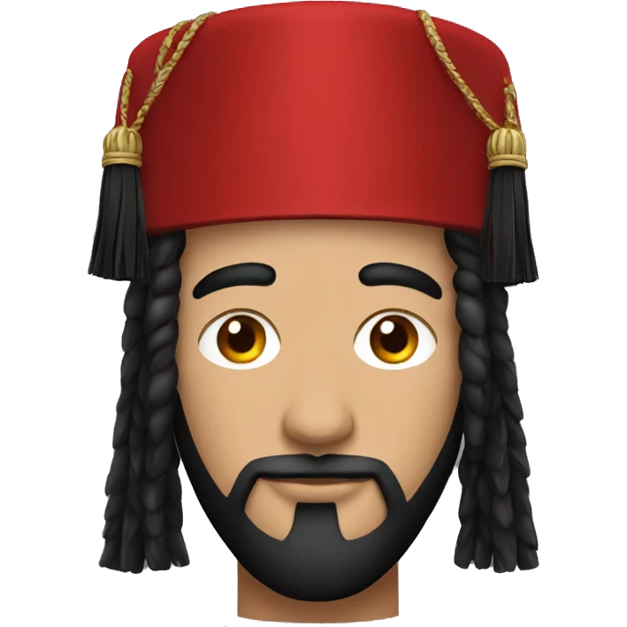 man wearing red fez with black tassels emoji