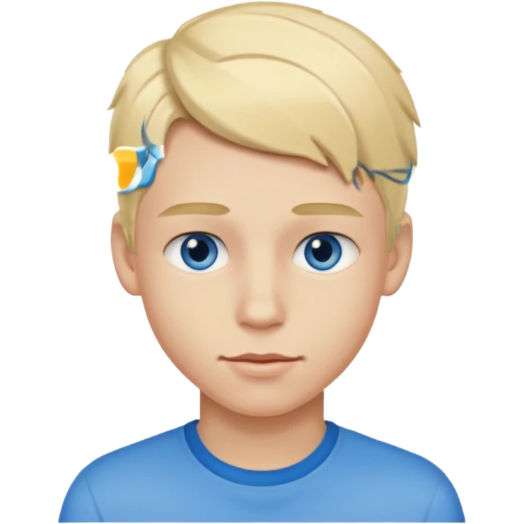 Teenage boy with blue eyes, blonde hair and thick lips emoji