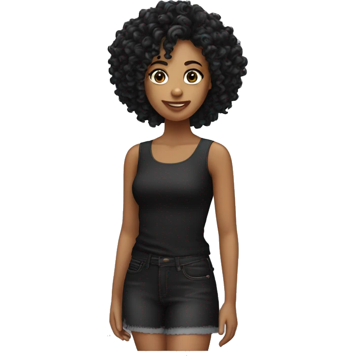 Chica De cabello rizado y negro  emoji