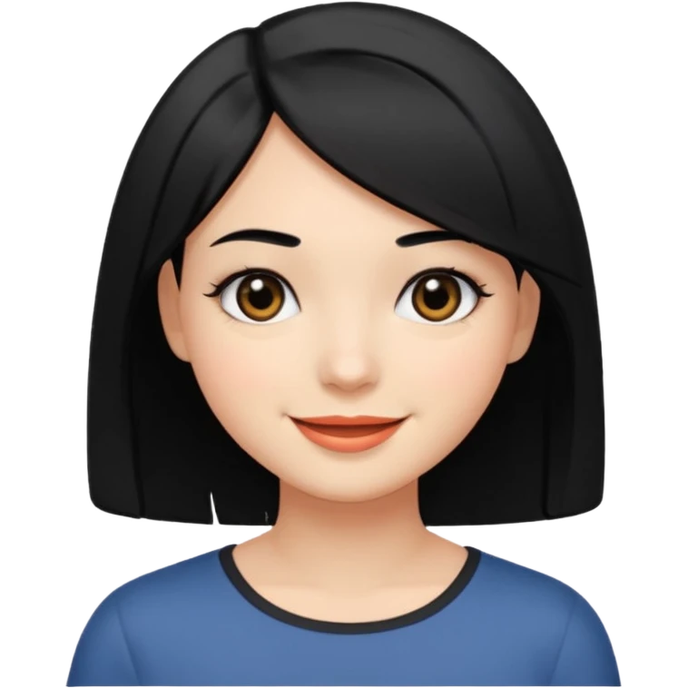 chica con pelo  negro y media melena y ojos negros emoji