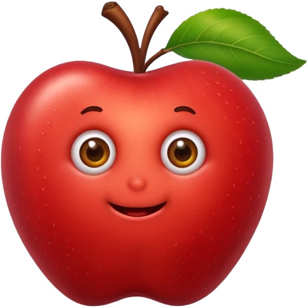 Worm peeking from apple emoji