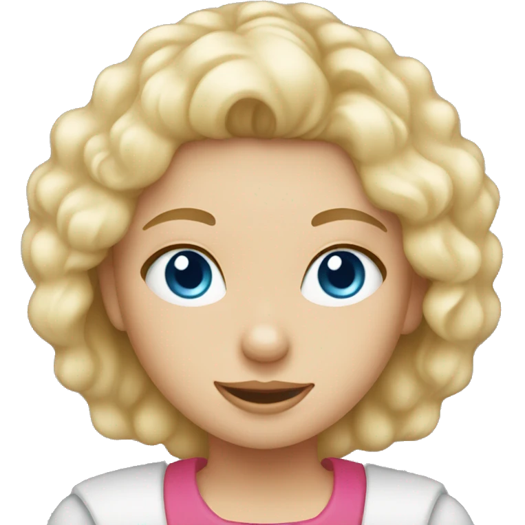 Blonde girl blue eyes holding spitz  emoji