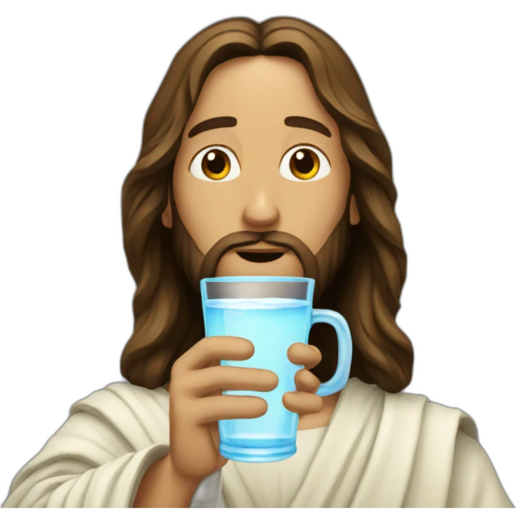  Jesus with water glass emoji